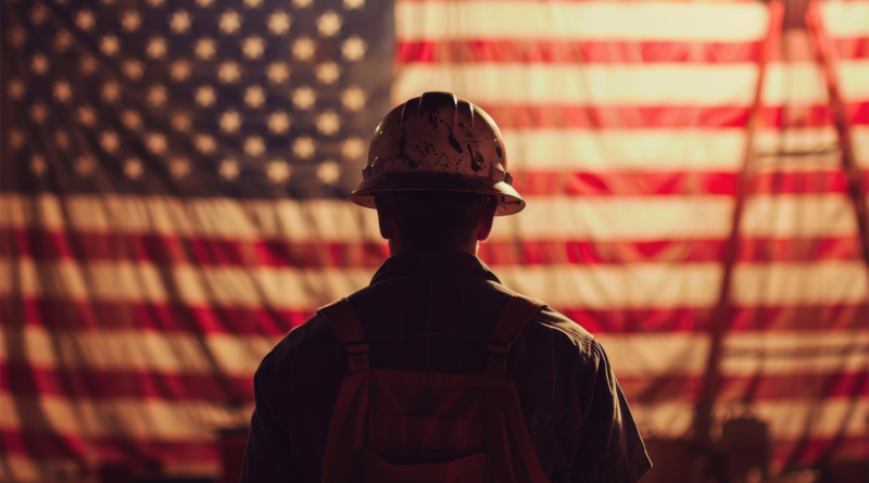 US Contractors Await Federal Rate Decisions American flag with silhouette of construction worker in front to support construction in the US article